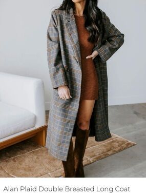 Women’s Alan Plaid Double Breasted Long Coat